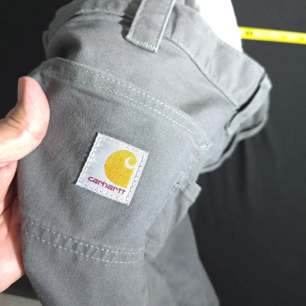 Carhartt B147 FAT Men 34 Gray Canvas Carpenter Work Shorts Relaxed Fit Utility